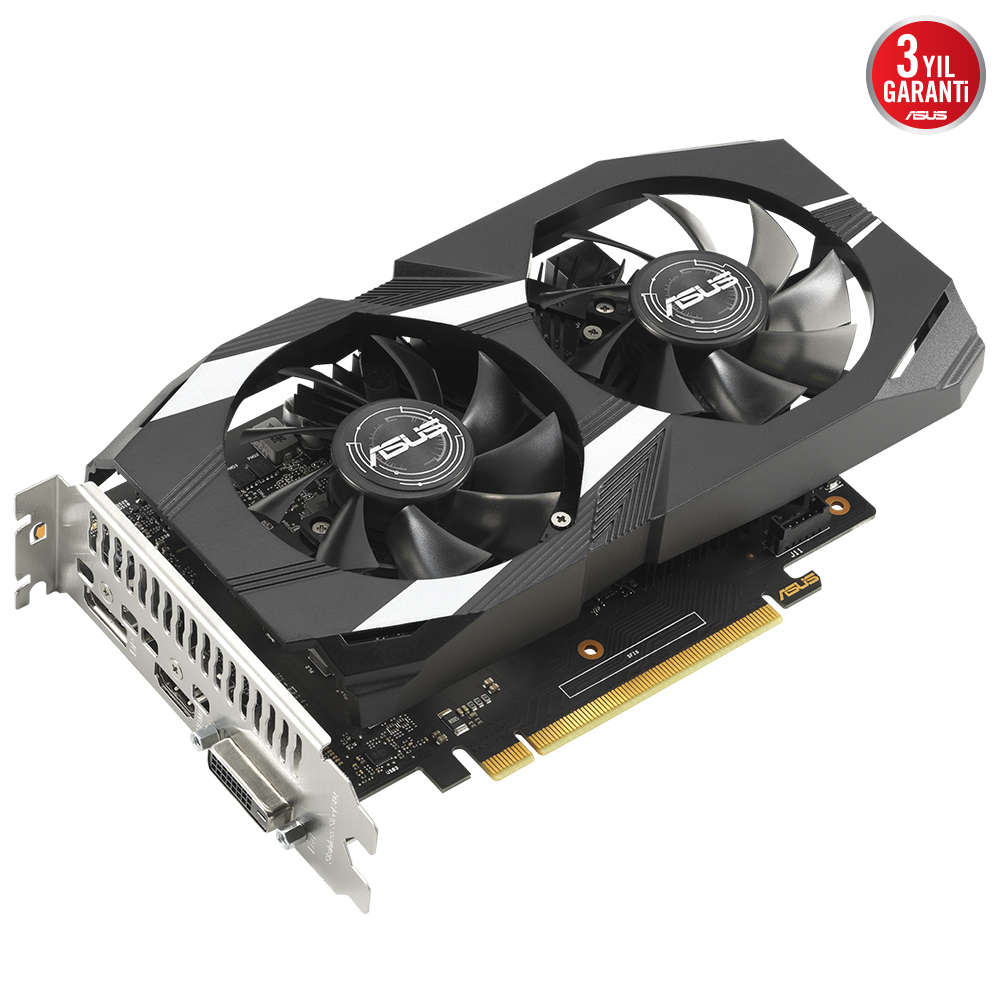 ASUS GEFORCE DUAL-GTX1650-O4GD6-P-V2 4GB GDDR6 128bit 1650Mhz OC 1xDVI 1xHDMI 1xDP EKRAN KARTI