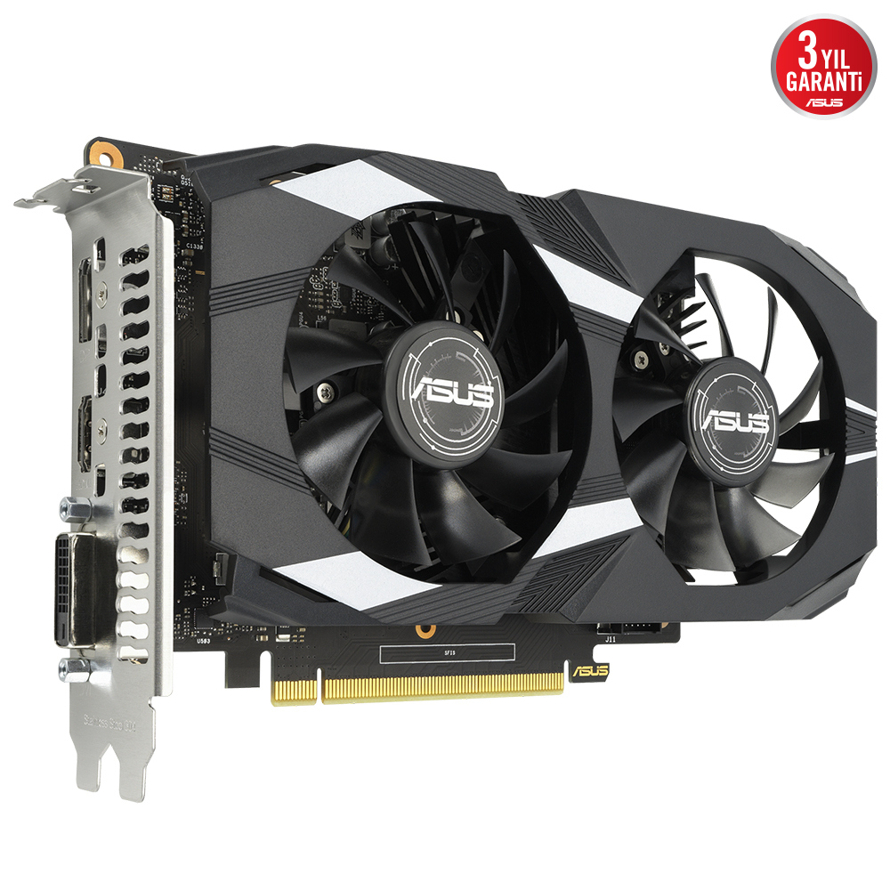 ASUS GEFORCE DUAL-GTX1650-O4GD6-P-V2 4GB GDDR6 128bit 1650Mhz OC 1xDVI 1xHDMI 1xDP EKRAN KARTI