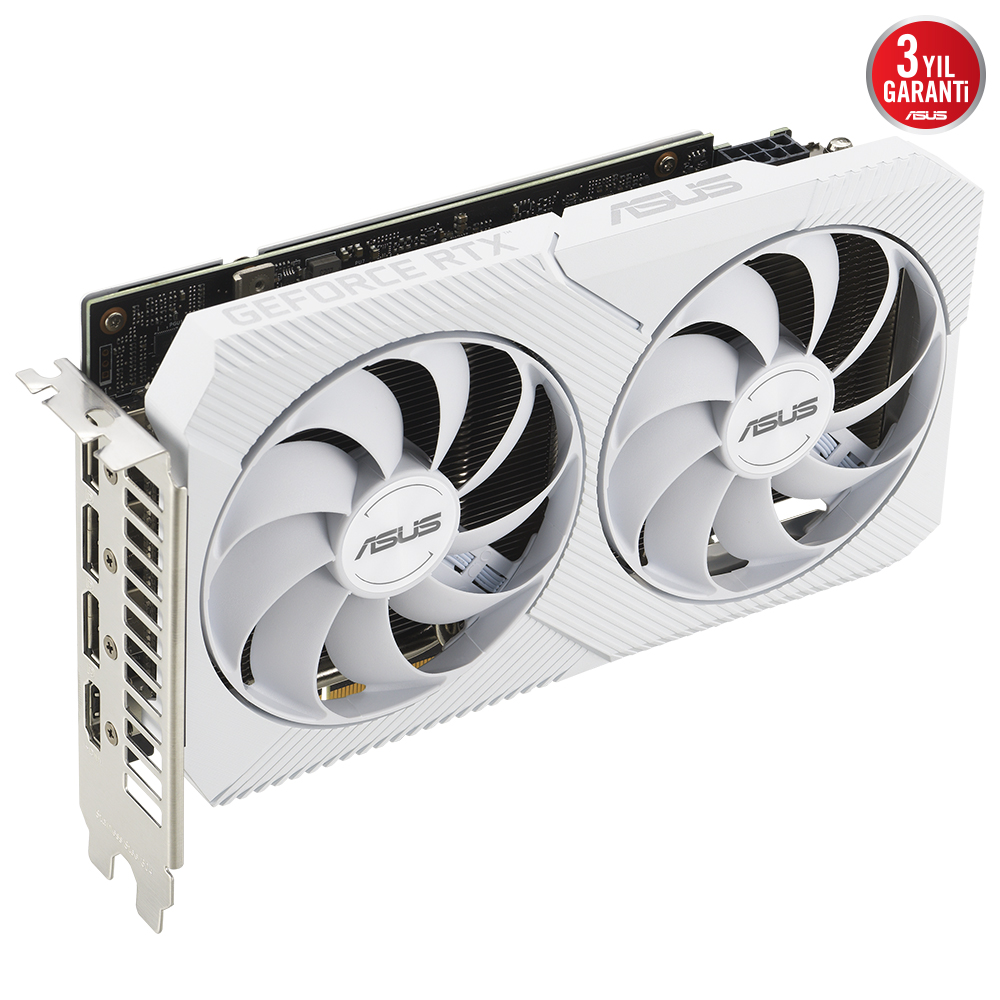 ASUS GEFORCE DUAL-RTX3060-O8G-WHITE 8GB GDDR6 128bit 1867MHz OC 1xHDMI 3xDP RGB EKRAN KARTI