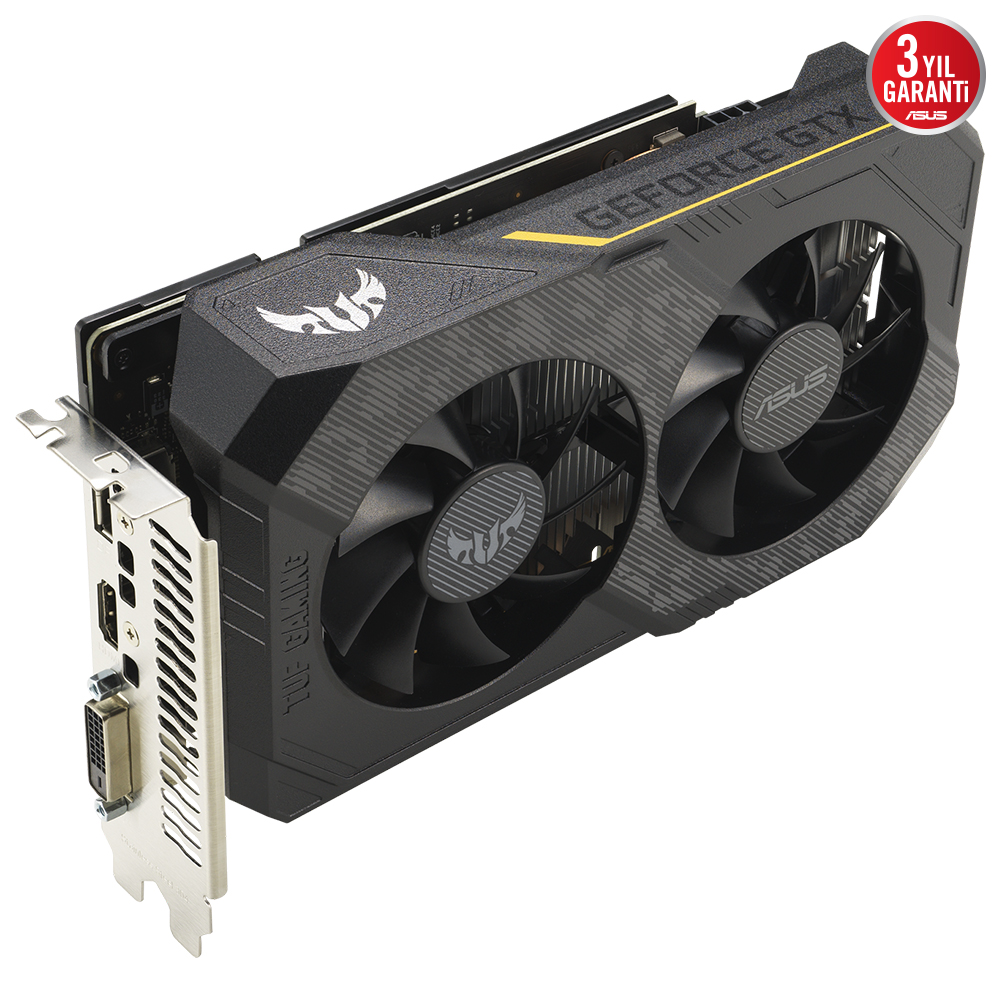 ASUS GEFORCE TUF-GTX1650-4GD6-P-V2-GAMING 4GB GDDR6 128bit 1620Mhz 1xDVI 1xHDMI 1xDP EKRAN KARTI