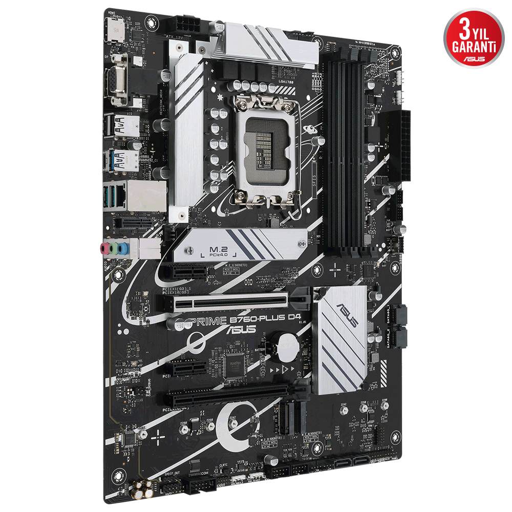 ASUS MB PRIME B760-PLUS D4 Intel B760 LGA1700 DDR4 5066 DP HDMI VGA 3x M2 USB3.2 AURA RGB 2.5Gbit LAN ATX ASUS 5X PROTECTION III, Armoury Crate, AI Suite 3