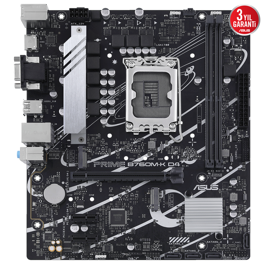 ASUS MB PRIME B760M-K D4 Intel B760 LGA1700 DDR4 5333 HDMI VGA 2x M2 USB3.2 AURA RGB 2.5Gbit LAN mATX ASUS 5X PROTECTION III, Armoury Crate, AI Suite 3