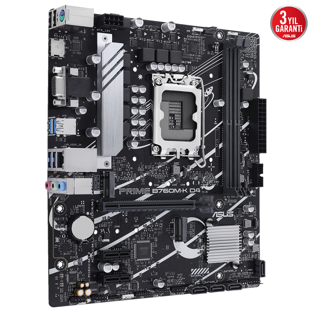 ASUS MB PRIME B760M-K D4 Intel B760 LGA1700 DDR4 5333 HDMI VGA 2x M2 USB3.2 AURA RGB 2.5Gbit LAN mATX ASUS 5X PROTECTION III, Armoury Crate, AI Suite 3