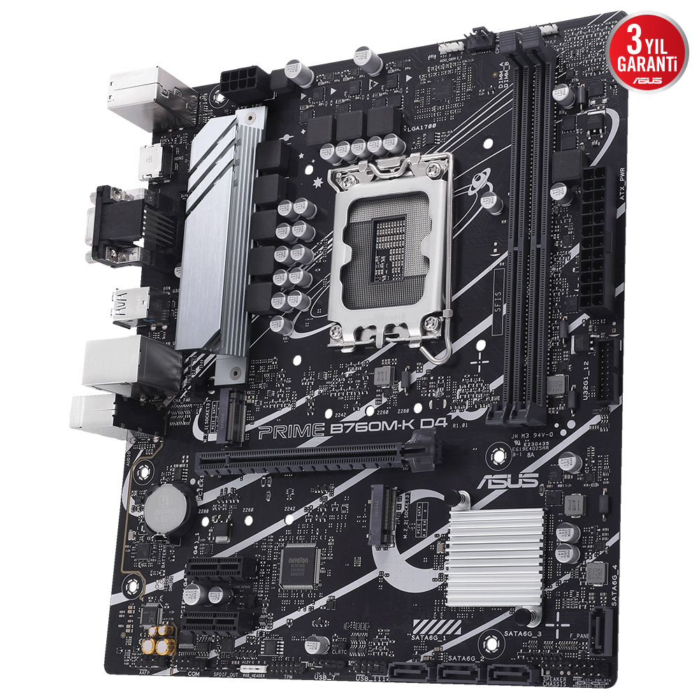 ASUS MB PRIME B760M-K D4 Intel B760 LGA1700 DDR4 5333 HDMI VGA 2x M2 USB3.2 AURA RGB 2.5Gbit LAN mATX ASUS 5X PROTECTION III, Armoury Crate, AI Suite 3