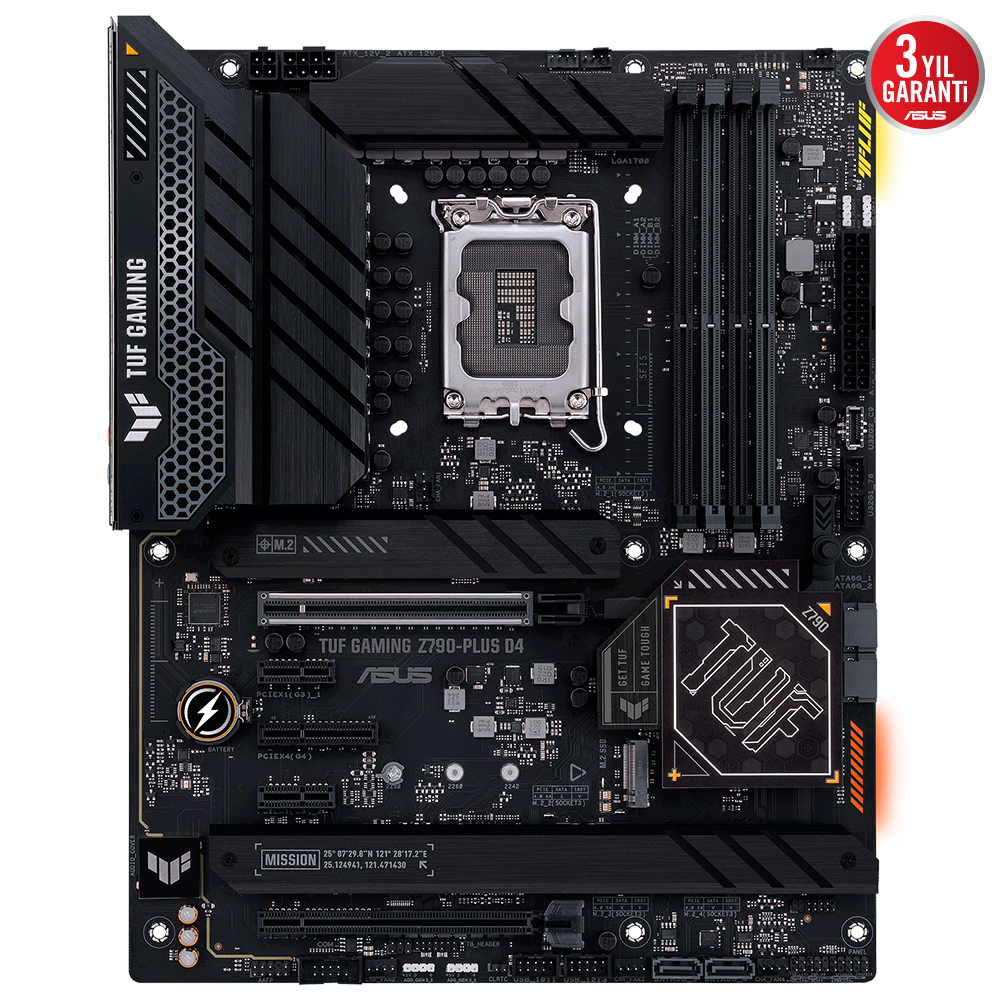 ASUS MB TUF GAMING Z790-PLUS D4 INTEL Z790 LGA1700 DDR4 5333MHZ(OC) DP HDMI 4X M2 USB3.2 AURA RGB 2.5GBİT LAN ATX PCIE SLOT Q RELEASE ARMOURY CRATE AI SUİTE 3