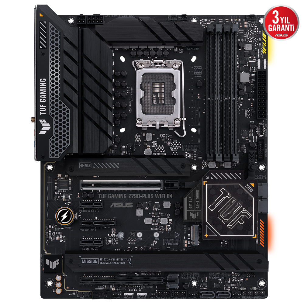 ASUS MB TUF GAMING Z790-PLUS WIFI D4 INTEL Z790 LGA1700 DDR4 5333 DP HDMI 4X M2 USB3.2 AX WİFİ BT AURA RGB 2.5GBİT LAN ATX PCIE SLOT Q RELEASE ARMOURY CRATE AI SUİTE 3