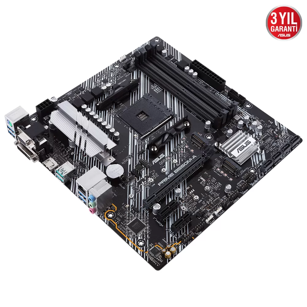 ASUS PRIME B550M-A AMD B550 AM4 DDR4 4400 HDMI DVI VGA Çift M2 USB3.2 ARGB mATX PCIe 4.0 ECC RAM Desteği