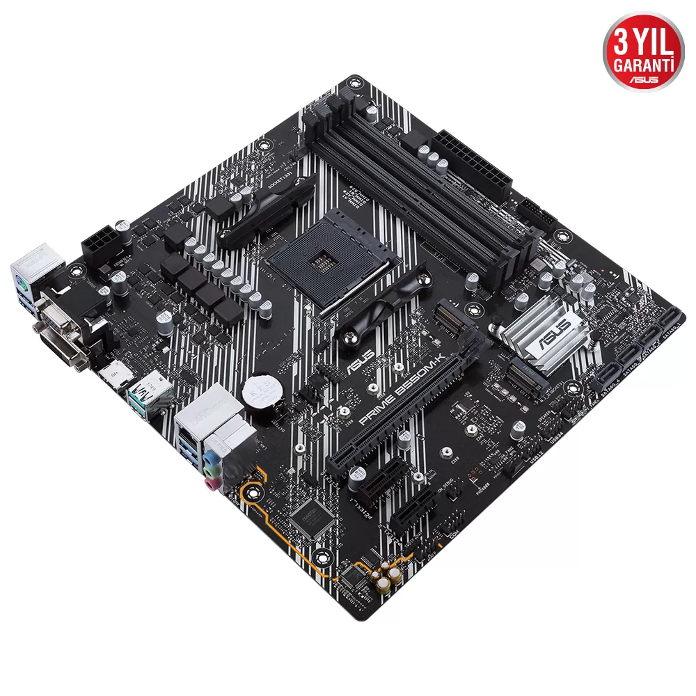 ASUS PRIME B550M-K AMD B550 AM4 DDR4 4400 HDMI DVI VGA Çift M2 USB3.2 mATX PCIe 4.0 ECC RAM Desteği