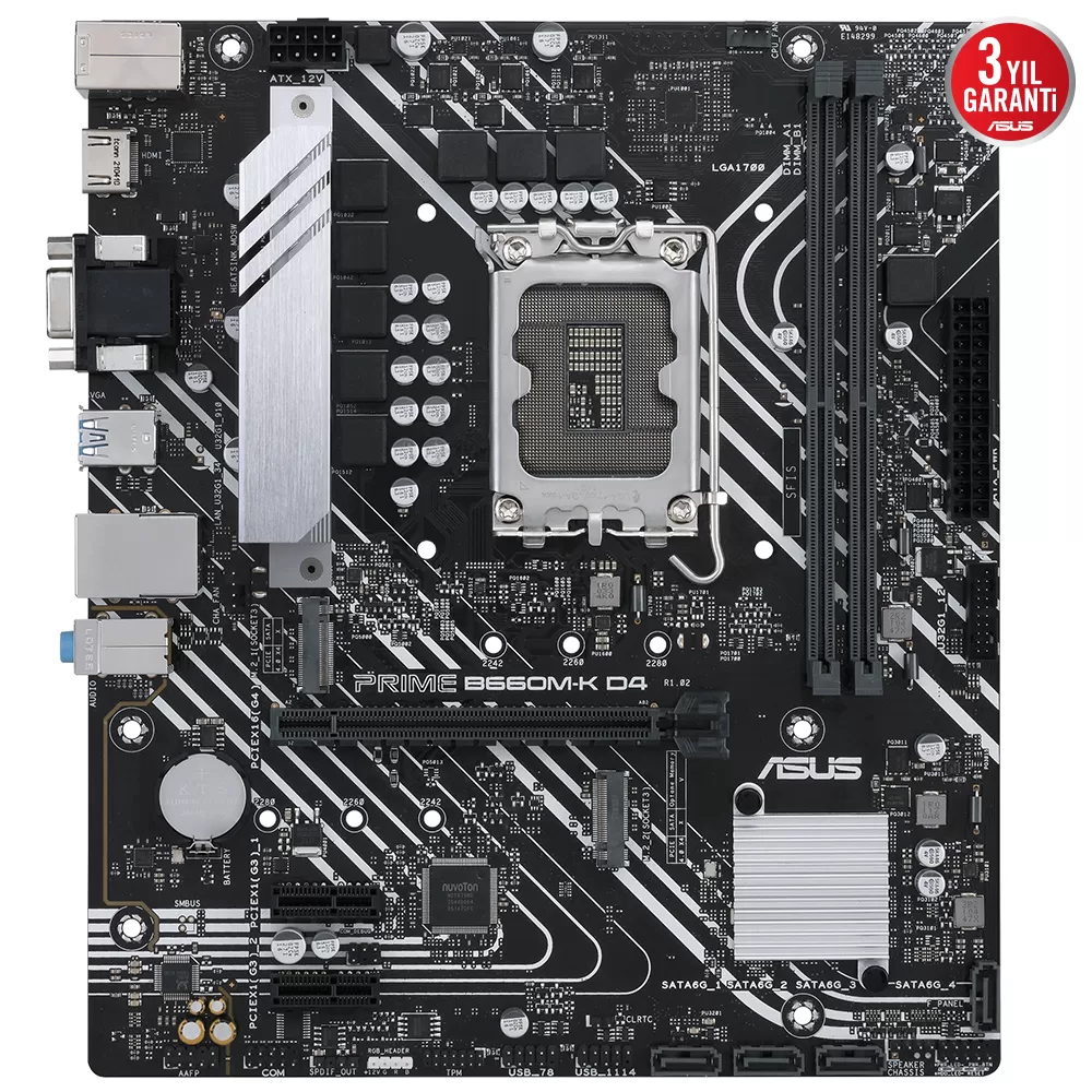 ASUS PRIME B660M-K D4 INTEL B660 LGA1700 DDR4 5333 HDMI VGA CIFT M2 USB3.2 mATX ASUS 5X PROTECTION III Armoury Crate AI Suite 3