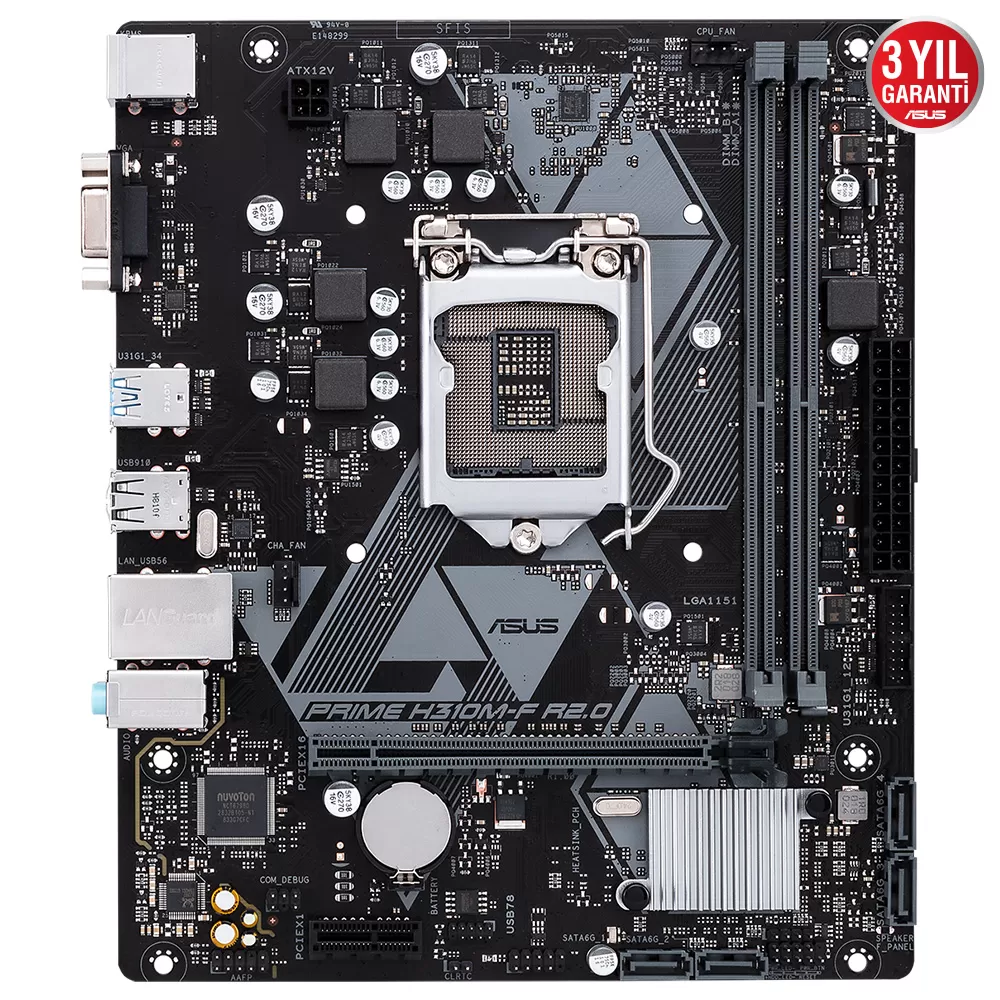 ASUS PRIME H310M-F R2.0 Intel H310 LGA1151 DDR4 2666 VGA USB3.1 mATX Win7 + Win10 destekli