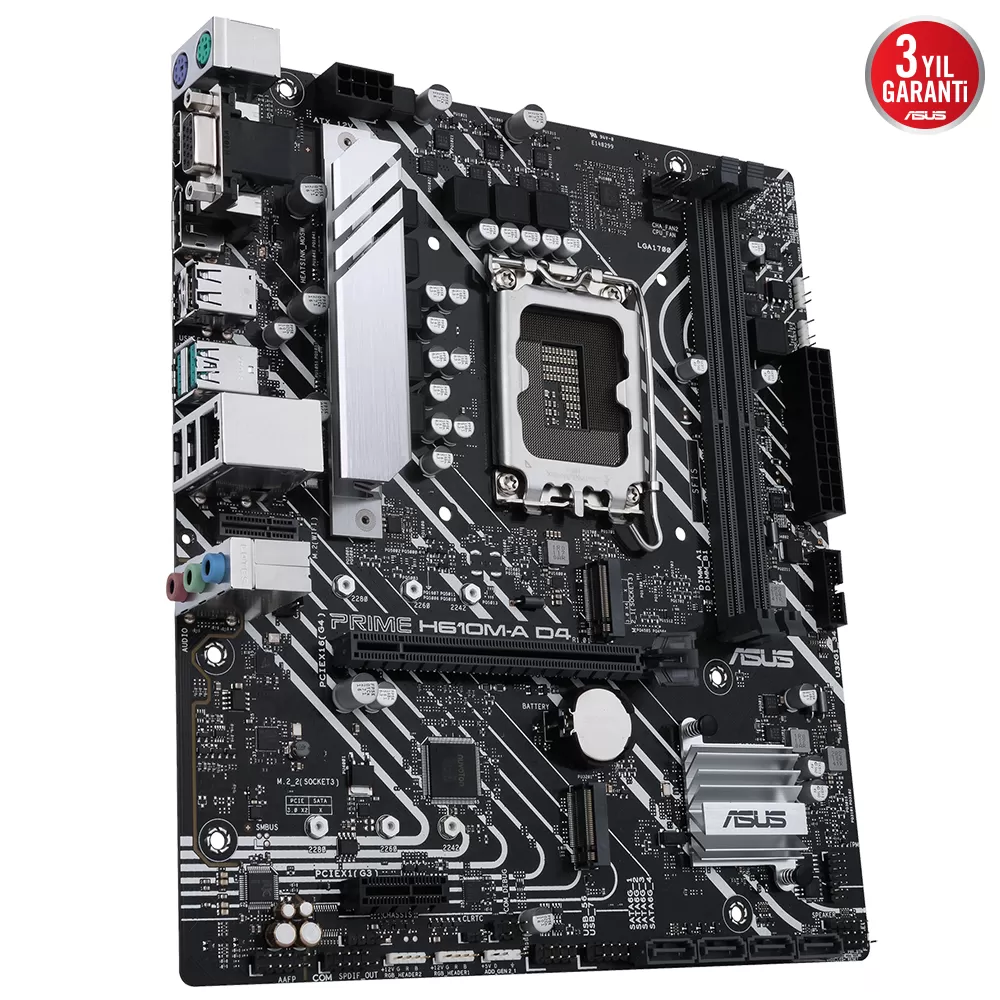 ASUS PRIME H610M-A D4 INTEL H610 LGA1700 DDR4 3200 DP HDMI VGA ÇİFT M2 USB3.2 AURA RGB MATX ASUS 5X PROTECTION III ARMOURY CRATE AI SUİTE 3