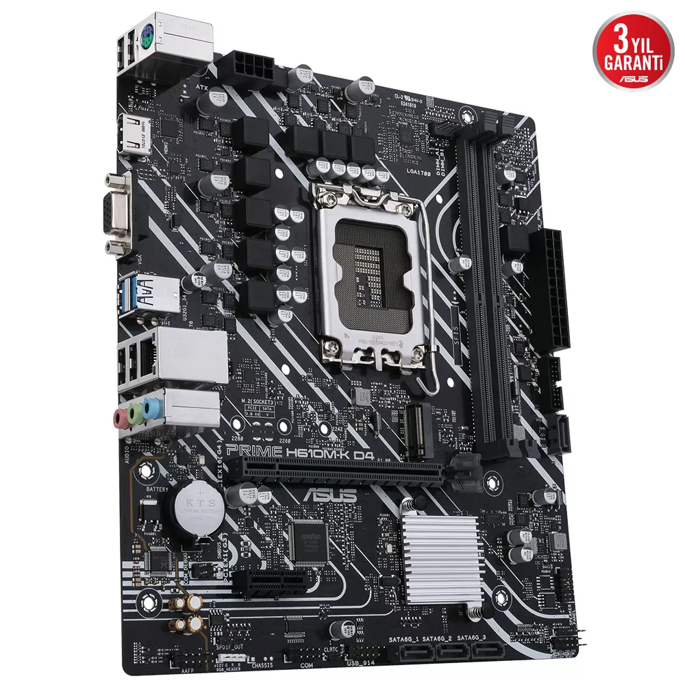 ASUS PRIME H610M-K D4 INTEL H610 LGA1700 DDR4 3200 DP HDMI M2 USB3.2 MATX ASUS 5X PROTECTION III ARMOURY CRATE AI SUİTE 3