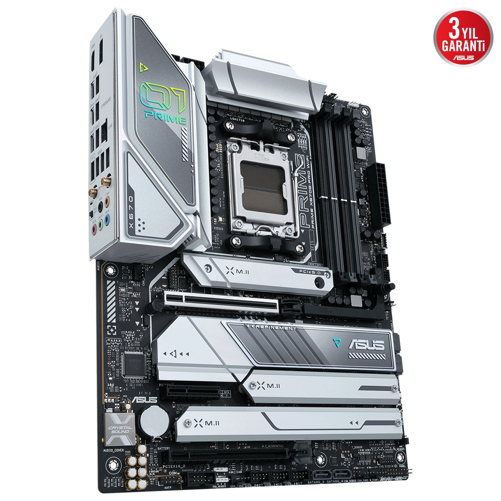 ASUS PRIME X670E-PRO WIFI AMD X670E AM5 DDR5 6400 DP HDMI 4X M2 USB3.2 AX WİFİ + BT AURA RGB 2.5GBİT LAN ATX 128GB’A KADAR RAM DESTEĞİ PCIE5.0 ASUS 5X PROTECTION III