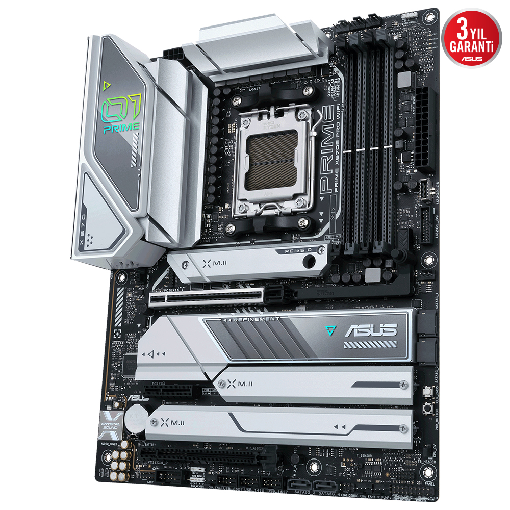 ASUS PRIME X670E-PRO WIFI AMD X670E AM5 DDR5 6400 DP HDMI 4X M2 USB3.2 AX WİFİ + BT AURA RGB 2.5GBİT LAN ATX 128GB’A KADAR RAM DESTEĞİ PCIE5.0 ASUS 5X PROTECTION III