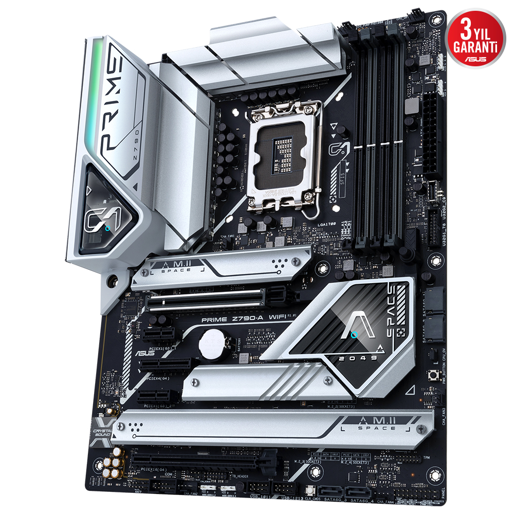 ASUS PRIME Z790-A WIFI INTEL Z790 LGA1700 DDR5 7000 DP HDMI 4X M2 USB3 2 WİFİ 6E BT AURA RGB 2.5GBİT LAN ATX PCIE SLOT Q RELEASE ARMOURY CRATE AI SUİTE 3