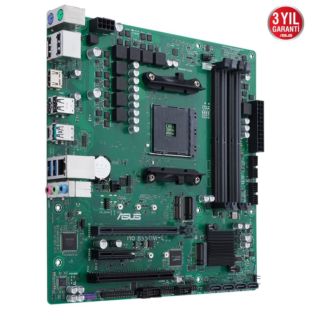 ASUS PRO B550M-C CSM AMD B550 AM4 DDR4 4800 2XDP HDMI ÇİFT M2 USB3.2 PCI TPM MATX PCIE 4.0 128GB’A KADAR RAM DESTEĞİ ASUS CONTROL CENTER EXPRESS HEDİYELİ!