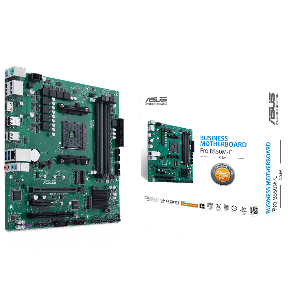 ASUS PRO B550M-C CSM AMD B550 AM4 DDR4 4800 2XDP HDMI ÇİFT M2 USB3.2 PCI TPM MATX PCIE 4.0 128GB’A KADAR RAM DESTEĞİ ASUS CONTROL CENTER EXPRESS HEDİYELİ!