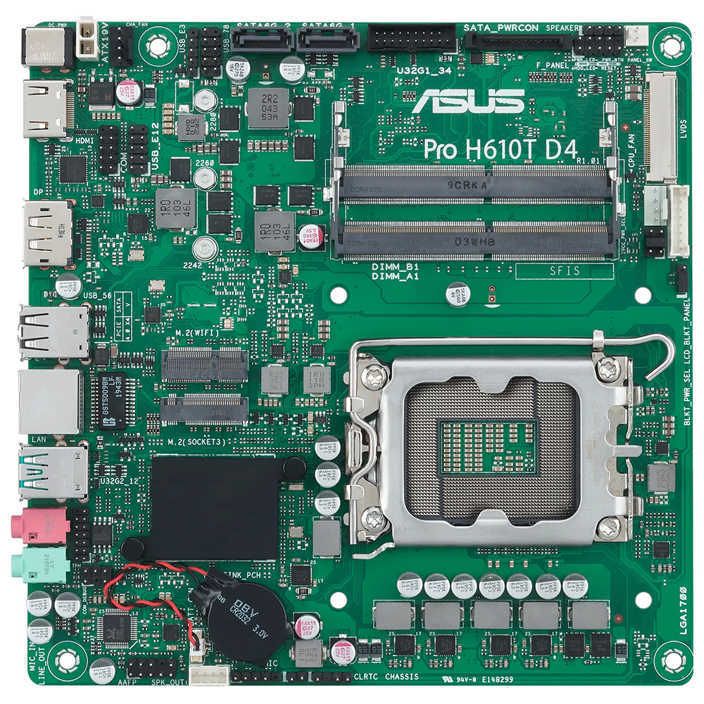 ASUS PRO H610T D4-CSM INTEL H610 LGA1700 DDR4 3200 DP HDMI LVDS ÇİFT M2 USB3.2 THİN MİNİ ITX 7/24 KULLANIMA HAZIR ASUS CONTROL CENTER EXPRESS HEDİYELİ