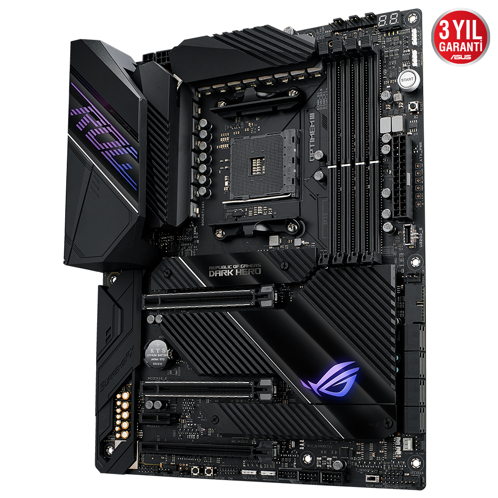 ASUS ROG CROSSHAIR VIII DARK HERO AMD X570 AM4 DDR4 5100 ÇİFT M2-8 SATA USB3.2 AX WİFİ BT ARGB 1GBİT 2.5GBİT LAN ATX FANSIZ ÇİPSET SOĞUTUCU AI SES ENGELLEYİCİ MİC. DESTEĞİ