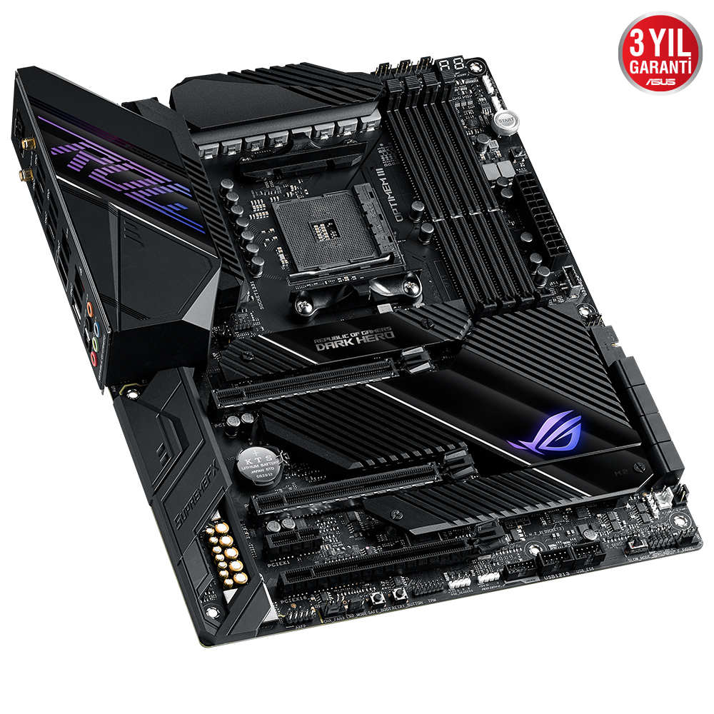 ASUS ROG CROSSHAIR VIII DARK HERO AMD X570 AM4 DDR4 5100 ÇİFT M2-8 SATA USB3.2 AX WİFİ BT ARGB 1GBİT 2.5GBİT LAN ATX FANSIZ ÇİPSET SOĞUTUCU AI SES ENGELLEYİCİ MİC. DESTEĞİ