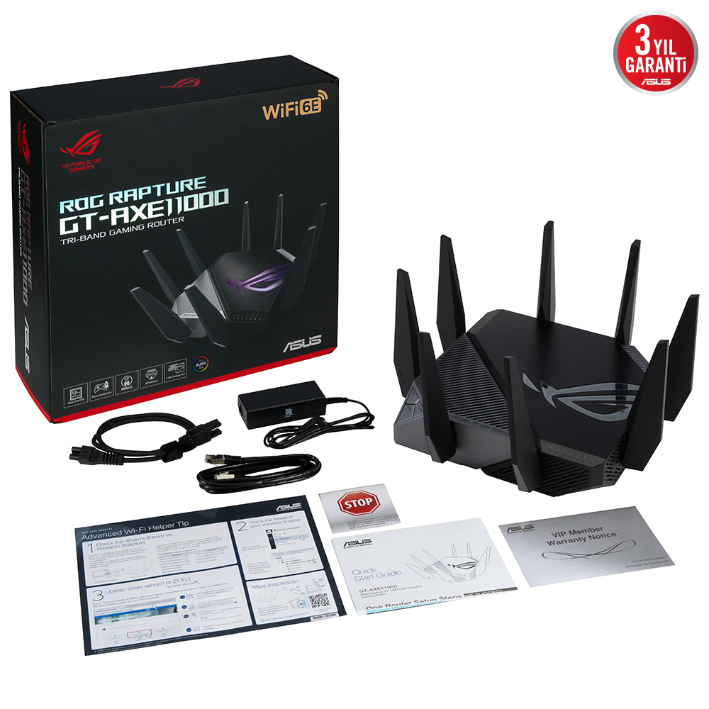 ASUS ROG RAPTURE GT-AX11000 PRO TRI-BAND-GAMING-Ai MESH-AiPROTECTION PRO/ALEXA-TORRENT-BULUT-DLNA-4G-VPN-ROUTER-ACCESS POINT