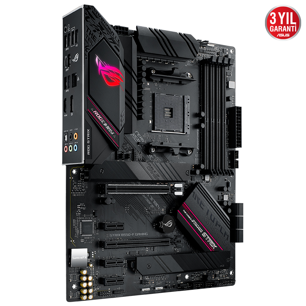 ASUS ROG STRIX B550-F GAMING AMD B550 AM4 DDR4 4400 DP HDMI Çift M2 USB3.2 ARGB 2.5Gbit LAN ATX PCIe 4.0 ECC RAM Desteği