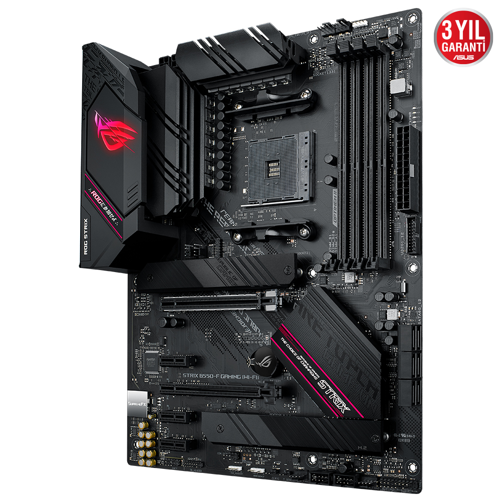 ASUS ROG STRIX B550-F GAMING WIFI II AMD B550 AM4 DDR4 5100 DP HDMI Çift M2 USB3.2 AX WiFi + BT ARGB 2.5Gbit LAN ATX PCIe 4.0 128GB’a kadar ram desteği, AI Ses Engelleyici Mik. Desteği