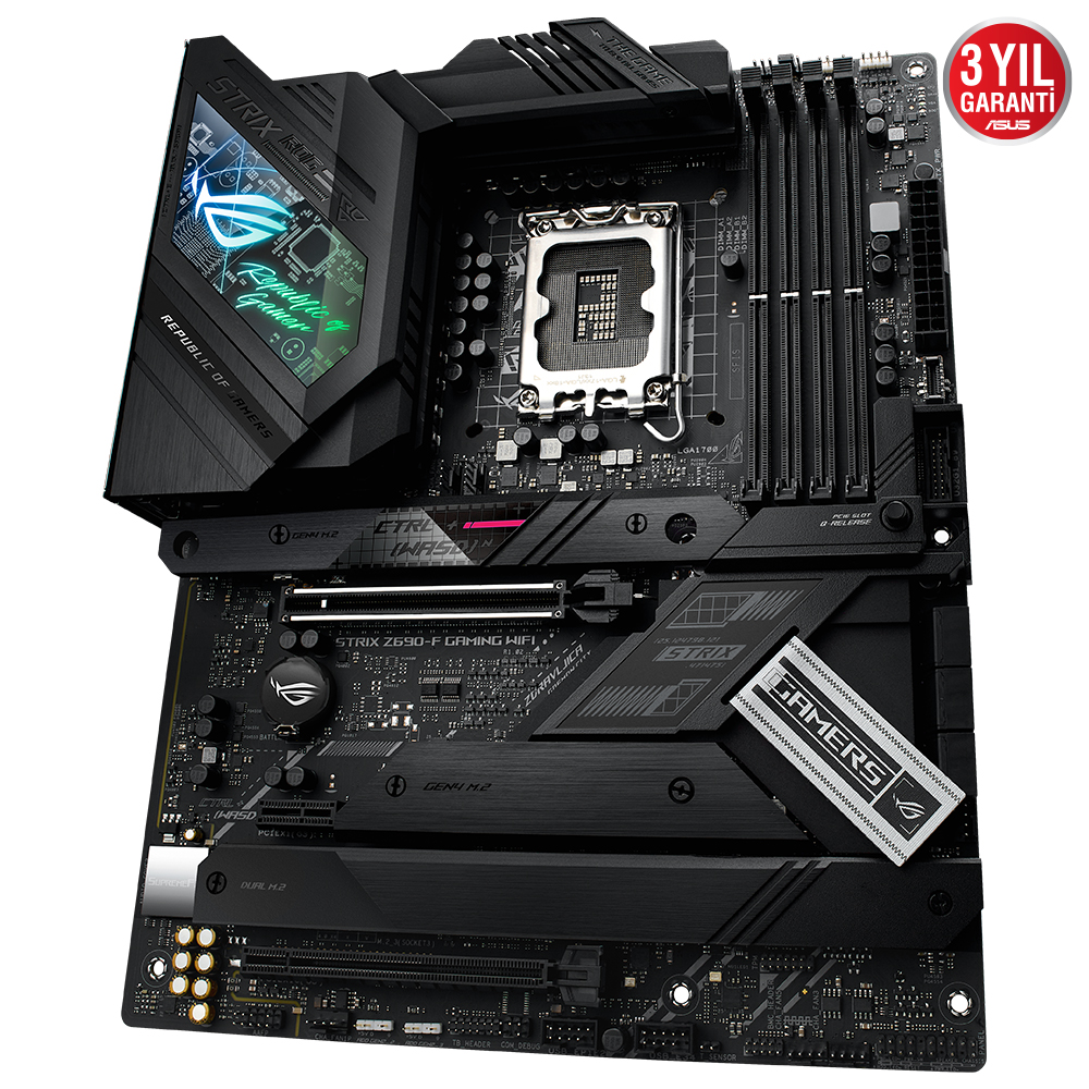 ASUS ROG STRIX Z690-F GAMING WIFI INTEL Z690 LGA1700 DDR5 6400 DP HDMI 4X M2 USB3.2 AX WİFİ + BT AURA RGB 2.5GBİT LAN ATX PCIE5.0 16+1 GÜÇ AŞAMASI İKİ YÖNLÜ AI SES ENGELLEYİCİ MİK