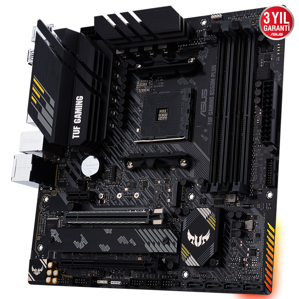 ASUS TUF GAMING B550M-PLUS AMD B550 AM4 DDR4 4400 DP HDMI Çift M2 USB3.2 ARGB 2.5Gbit LAN mATX PCIe 4.0 ECC RAM Desteği