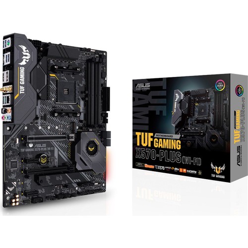 ASUS TUF GAMING X570-PLUS (WI-FI) AMD X570 AM4 DDR4 4400 DP HDMI Çift M2 USB 3.2 WiFi + BT AURA RGB ATX PCIe 4.0 128GB’a kadar ram desteği