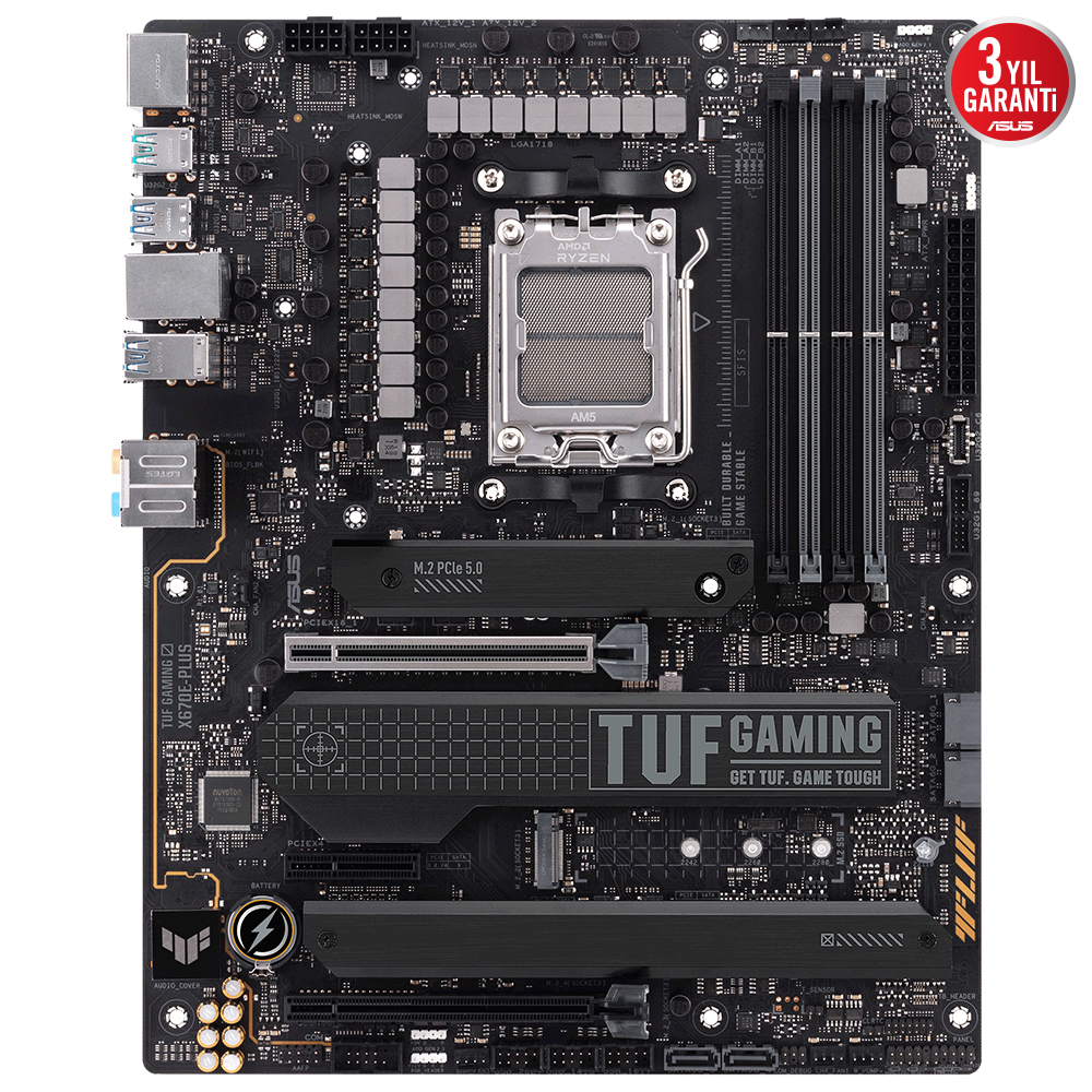 ASUS TUF GAMING X670E-PLUS AMD X670E AM5 DDR5 6400 DP HDMI 4X M2 USB3.2 AURA RGB 2.5GBİT LAN ATX 128GB’A KADAR RAM DESTEĞİ PCIE5.0 ASUS 5X PROTECTION III