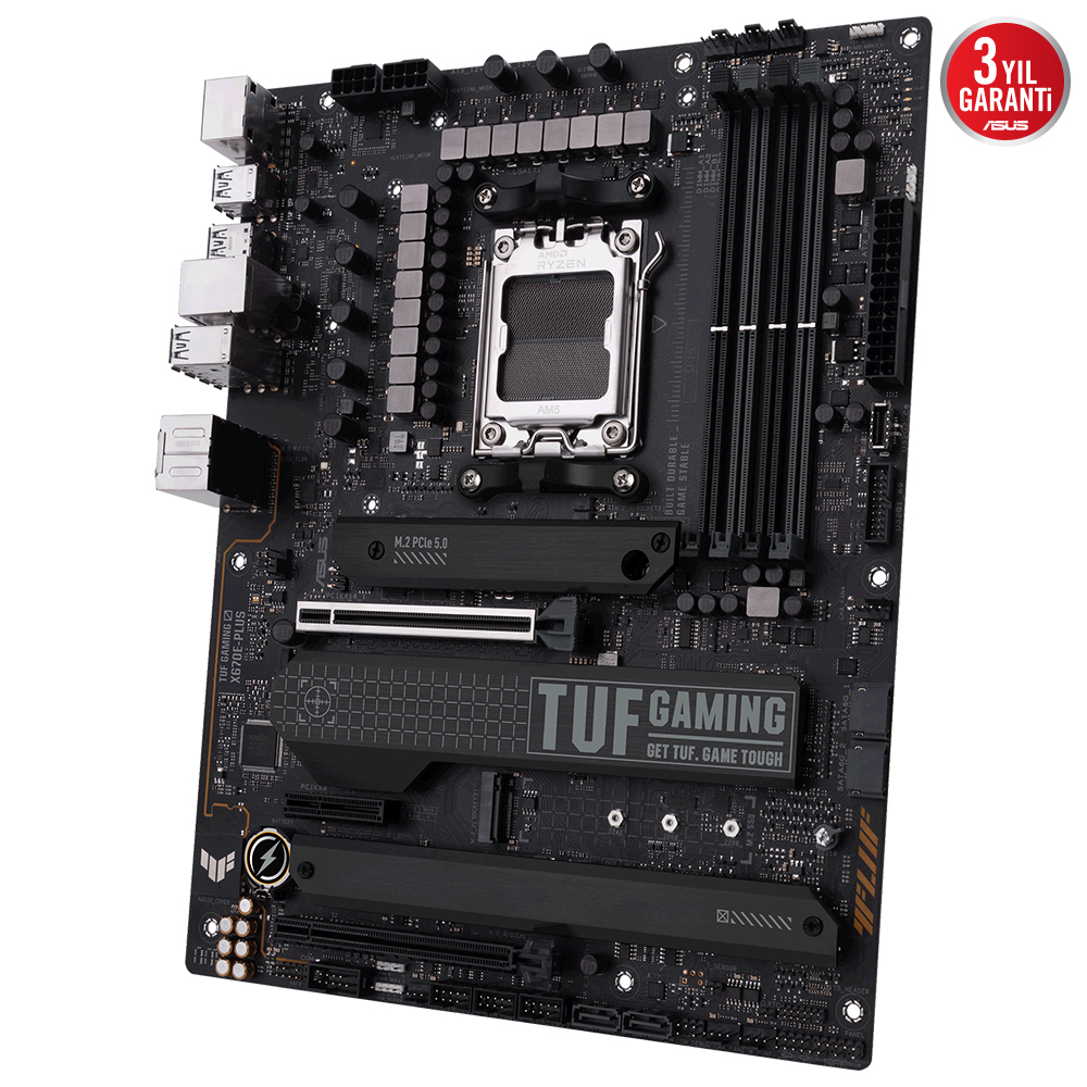 ASUS TUF GAMING X670E-PLUS AMD X670E AM5 DDR5 6400 DP HDMI 4X M2 USB3.2 AURA RGB 2.5GBİT LAN ATX 128GB’A KADAR RAM DESTEĞİ PCIE5.0 ASUS 5X PROTECTION III