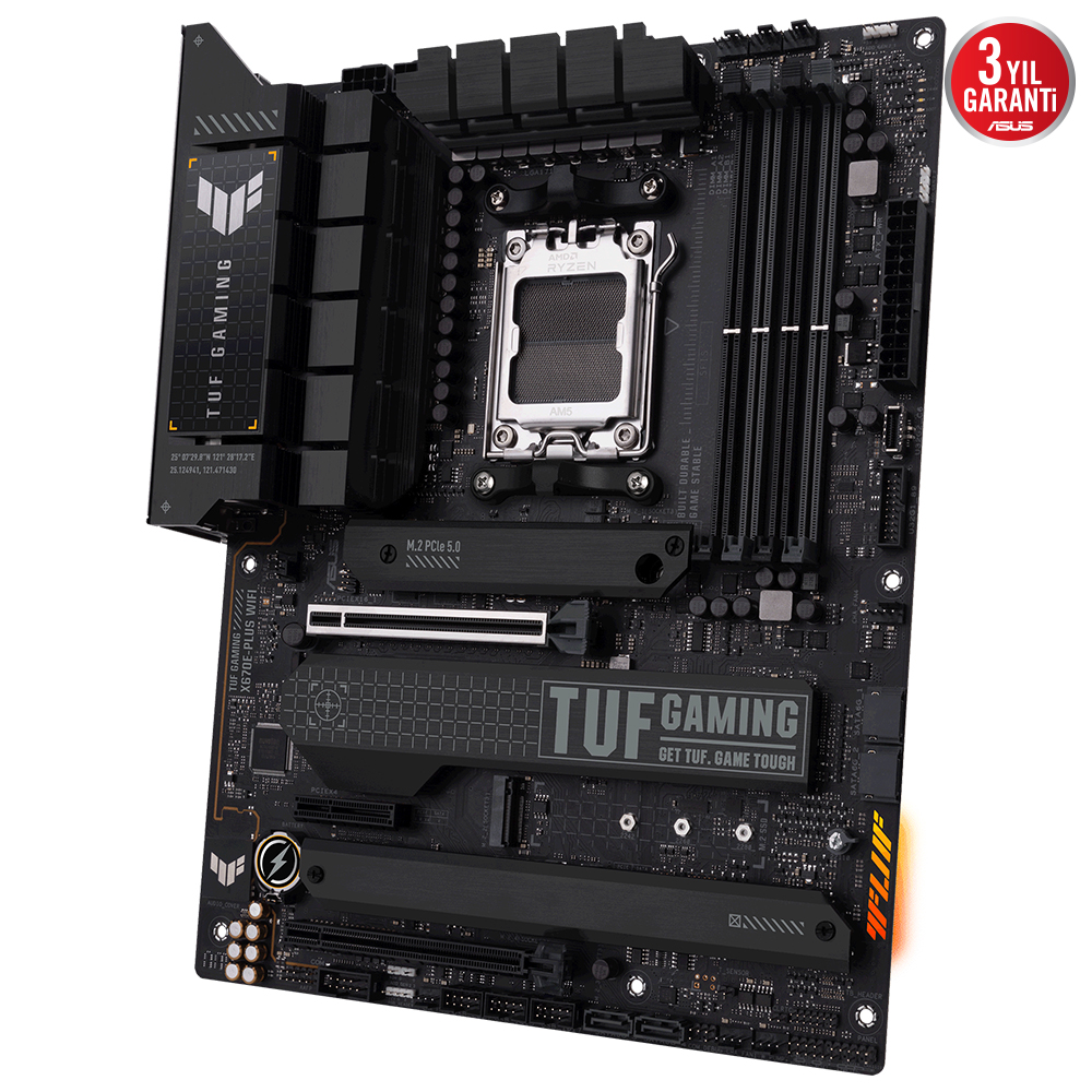 ASUS TUF GAMING X670E-PLUS WIFI AMD X670E AM5 DDR5 6400 DP HDMI 4X M2 USB3.2 AX WİFİ + BT AURA RGB 2.5GBİT LAN ATX 128GB’A KADAR RAM DESTEĞİ PCIE5.0 ASUS 5X PROTECTION III