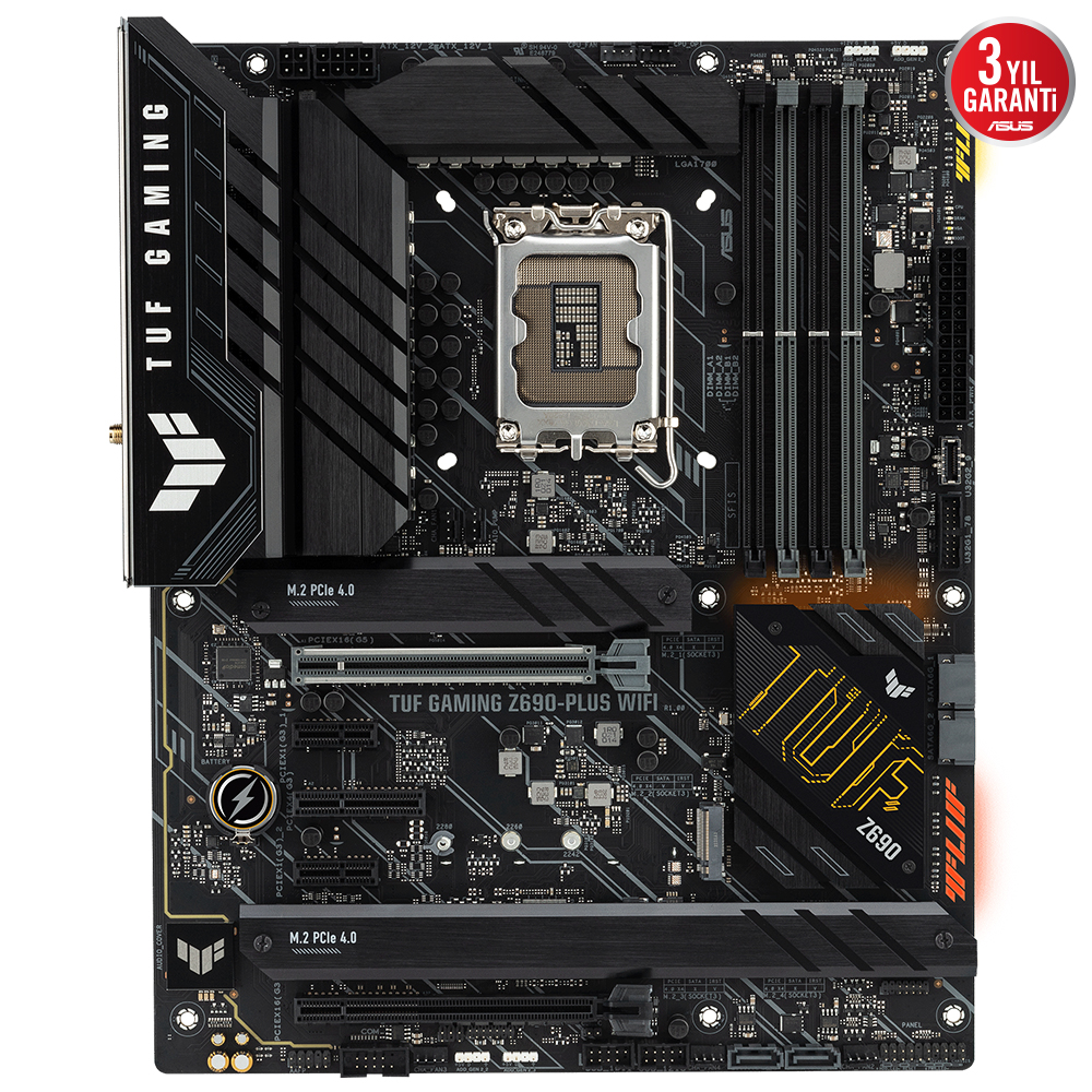 ASUS TUF GAMING Z690-PLUS WIFI INTEL Z690 LGA1700 DDR5 6000 DP HDMI 4X M2 USB3.2 AX WİFİ + BT AURA RGB 2.5GBİT LAN ATX PCIE5.0 İKİ YÖNLÜ AI SES ENGELLEYİCİ MİK.TUF PROTECTION