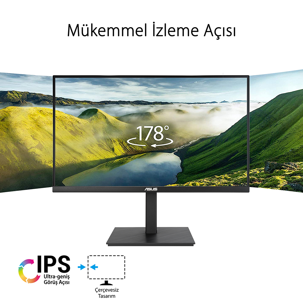 ASUS VA27AQSB 27 IPS FREESYNC 2560x1440 1MS(MPRT) 75HZ DP HDMI USB X2 MM VESA 3YIL EYECARE, FLICKER-FREE,CERCEVESIZ,DUSUK MAVI ISIK,PIVOT