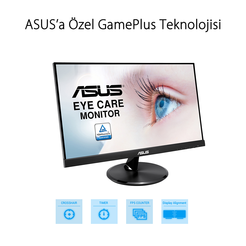 ASUS VP229HE 21.5 IPS FREESYNC 1920x1080 5MS 75HZ HDMI VGA  VESA 3YIL EYECARE. FLICKER-FREE.CERCEVESIZ.DUSUK MAVI ISIK