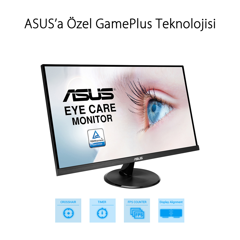 ASUS VP279HE 27 IPS FREESYNC 1920x1080 1MS 75HZ HDMI VGA VESA 3YIL EYECARE, FLICKER-FREE,CERCEVESIZ,DUSUK MAVI ISIK Monitör