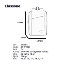 CLASSONE BP-SV104 Classone Savona Serisi 15.6 Sırt Notebook Çantası