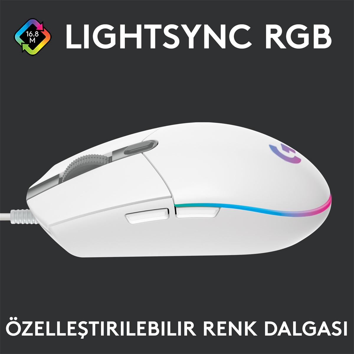 LOGİTECH G G102 LIGHTSYNC OYUNCU MOUSE BEYAZ 910-005824