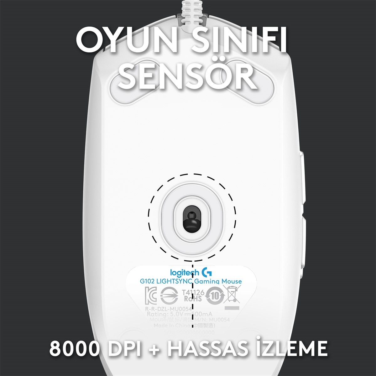 LOGİTECH G G102 LIGHTSYNC OYUNCU MOUSE BEYAZ 910-005824