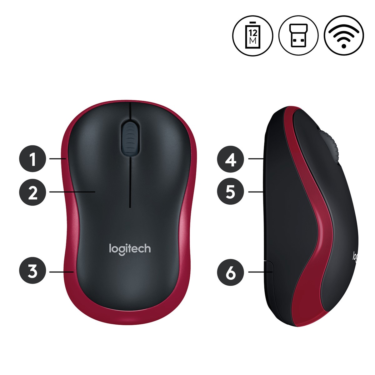 LOGITECH M185 KABLOSUZ MOUSE-KIRMIZI 910-002237