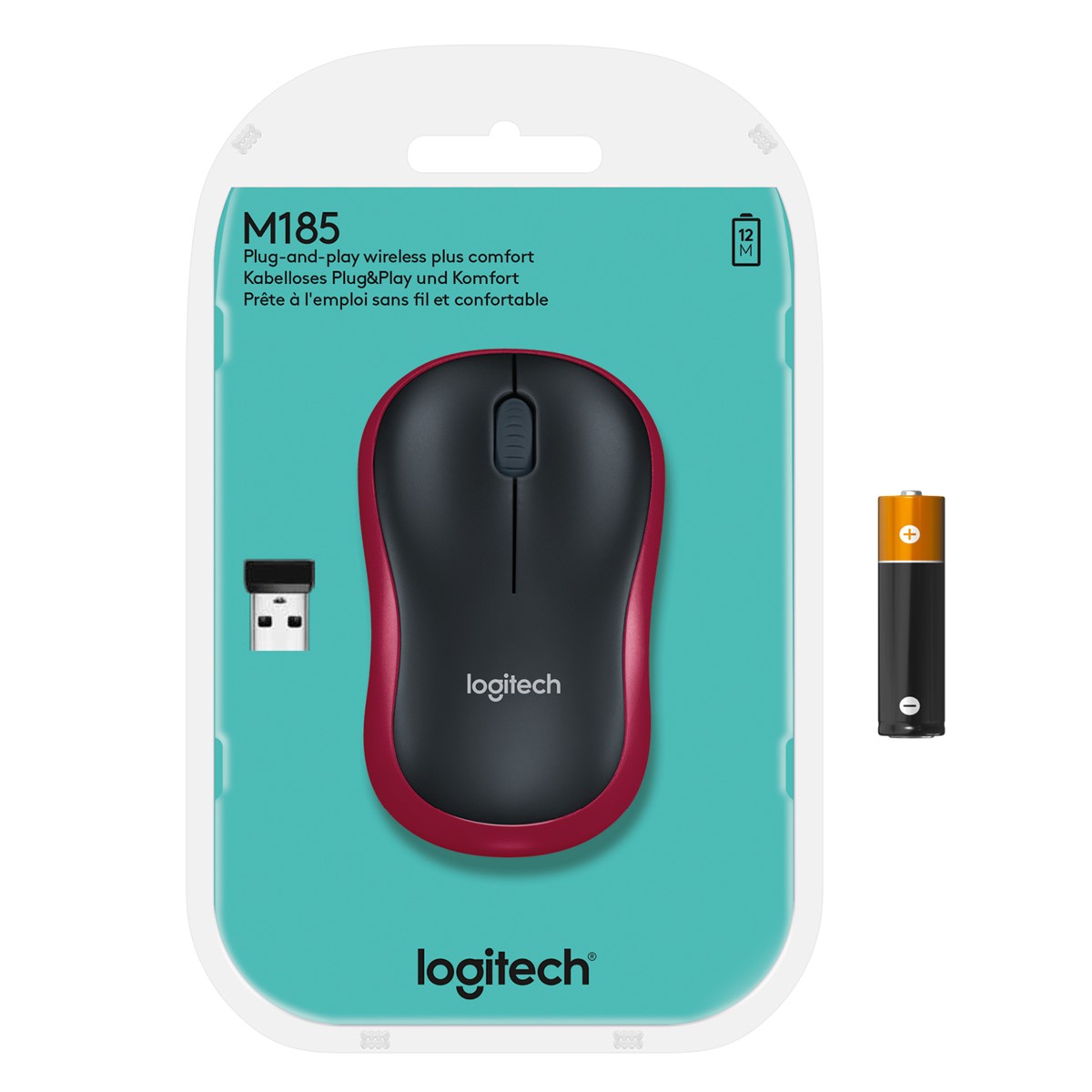 LOGITECH M185 KABLOSUZ MOUSE-KIRMIZI 910-002237