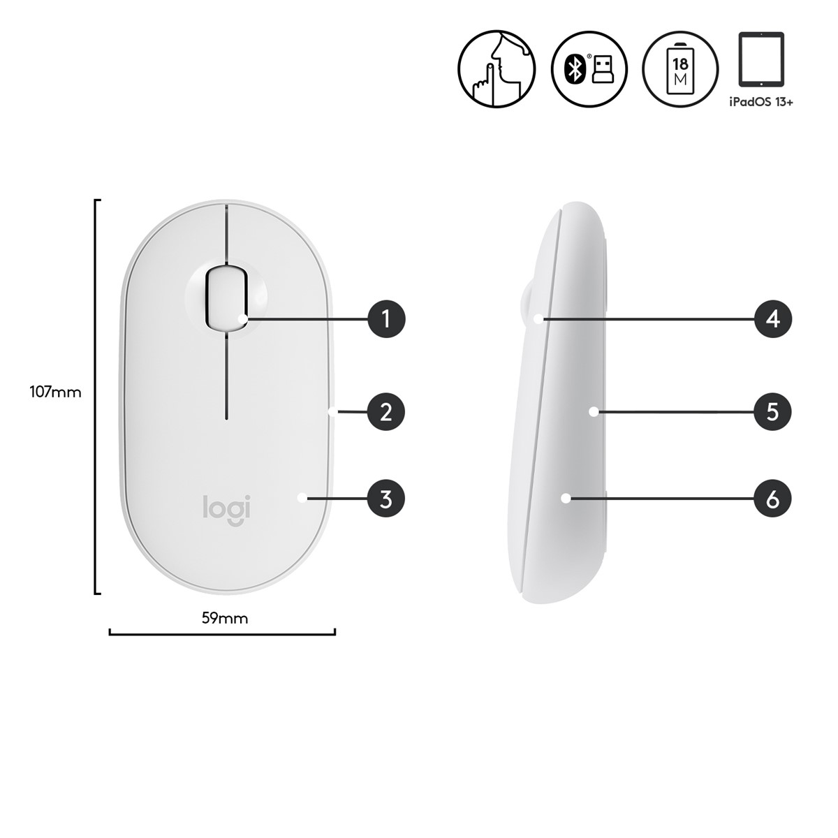 LOGITECH M350 PEBBLE KABLOSUZ MOUSE-BEYAZ 910-005716