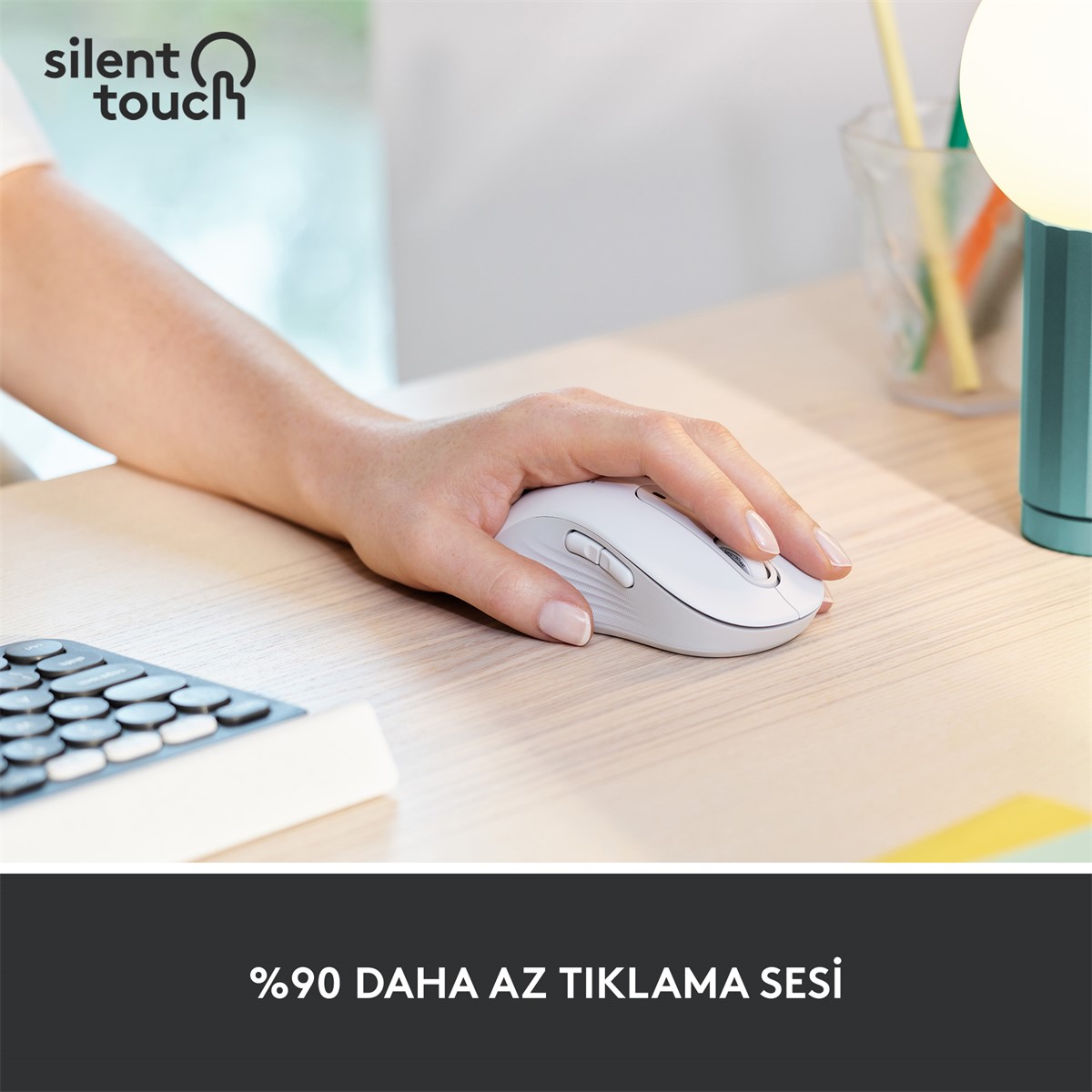 LOGITECH M650 L SIGNATURE SOL EL iÇİN KABLOSUZ TAM BOYUTLU MOUSE - BEYAZ 910-006240