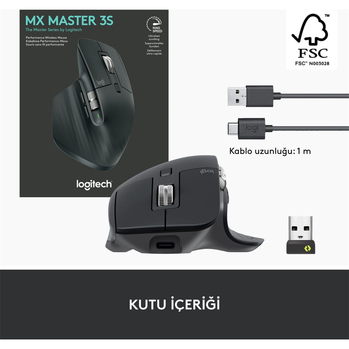 LOGITECH MX MASTER 3S KABLOSUZ PERFORMANS MOUSE SİYAH 910-006559