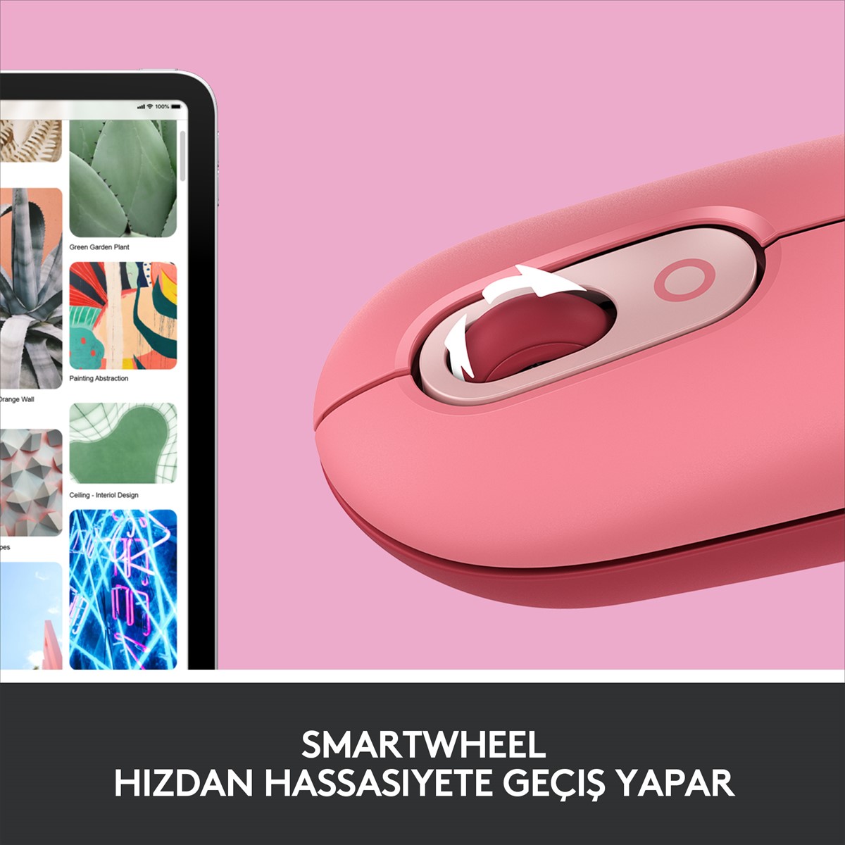 LOGITECH POP KABLOSUZ MOUSE EMOJİLİ - KIRMIZI & PEMBE 910-006548