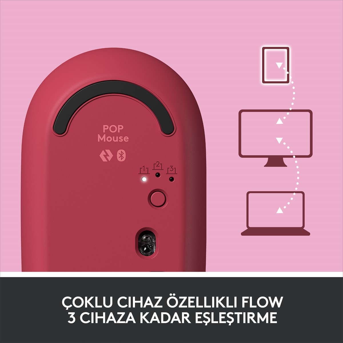 LOGITECH POP KABLOSUZ MOUSE EMOJİLİ - KIRMIZI & PEMBE 910-006548