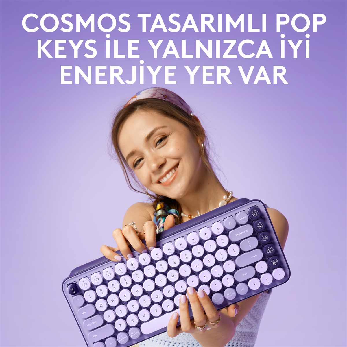 LOGITECH POP KEYS KABLOSUZ MEKANİK KLAVYE - LİLA 920-011527