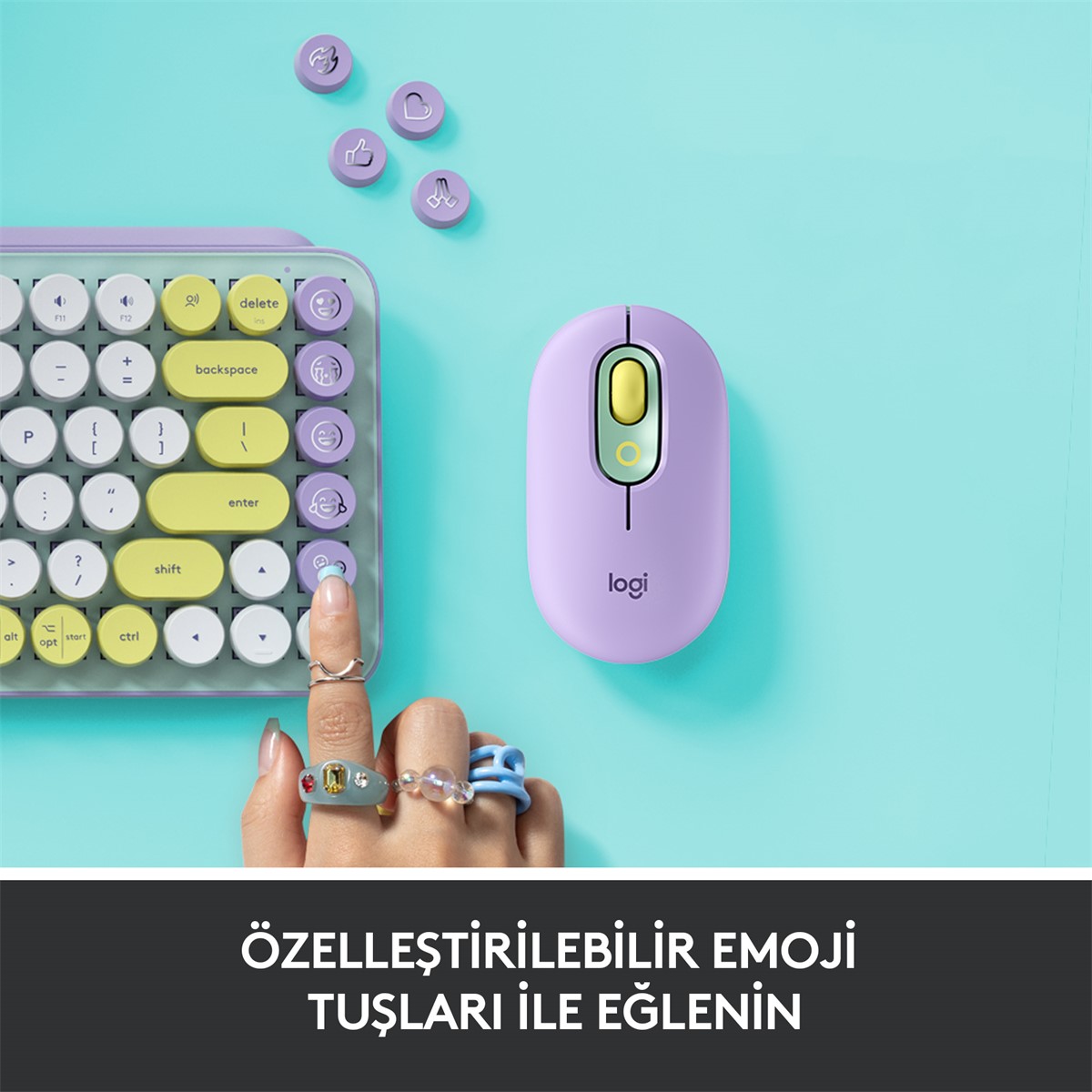 LOGITECH POP KEYS KABLOSUZ MEKANİK KLAVYE - SARI & LİLA 920-010819