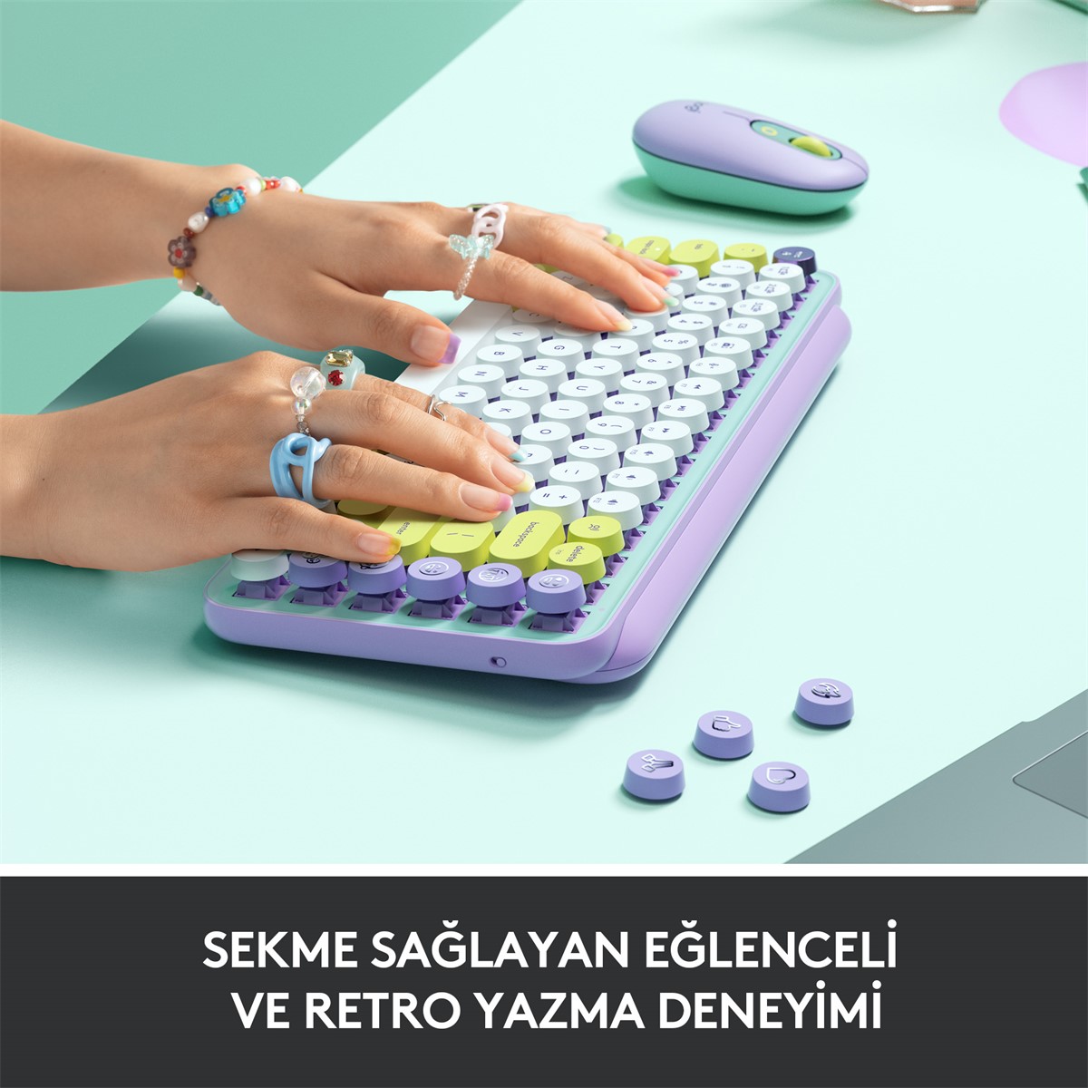 LOGITECH POP KEYS KABLOSUZ MEKANİK KLAVYE - SARI & LİLA 920-010819